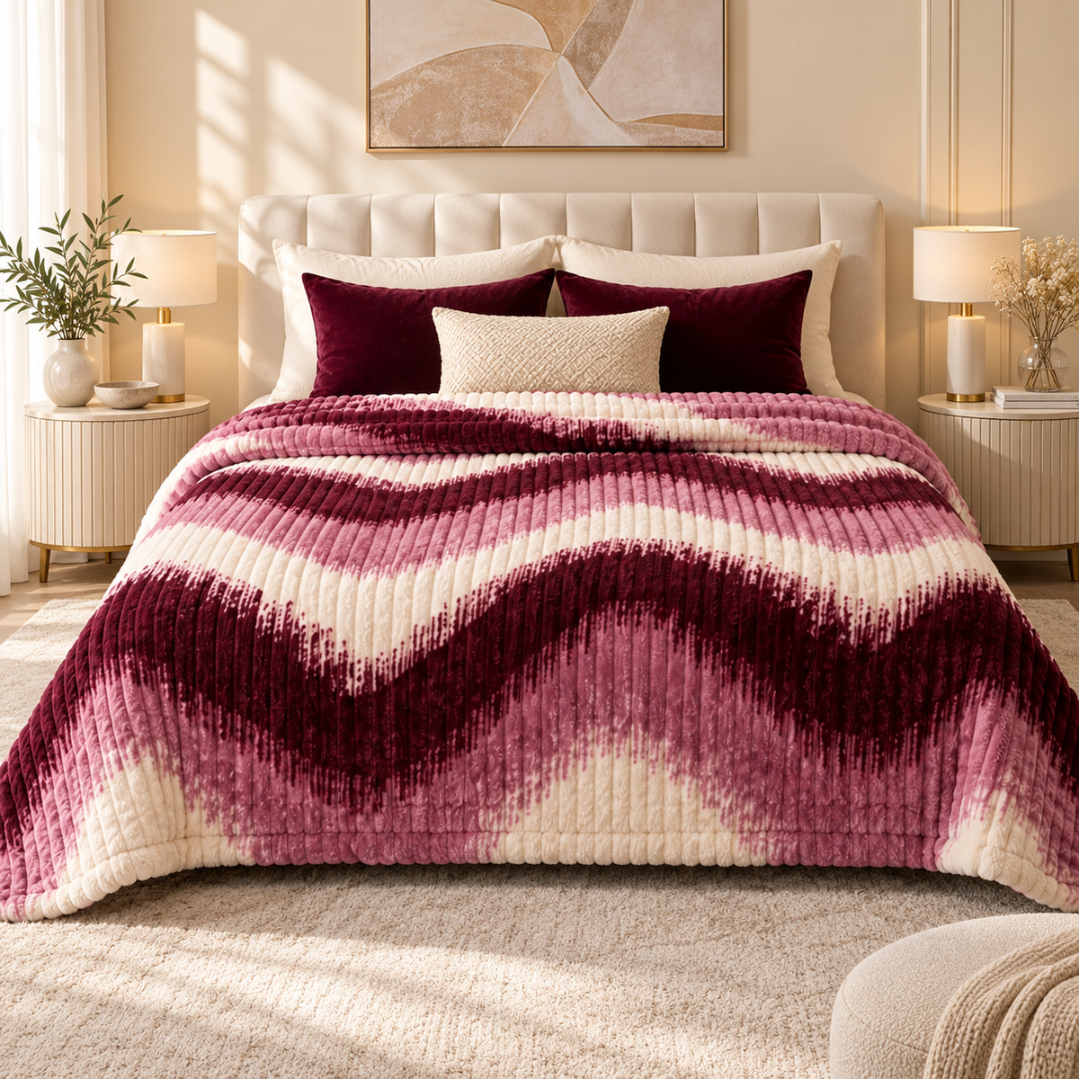 Burgundy & Pink  AC Fleece Blanket