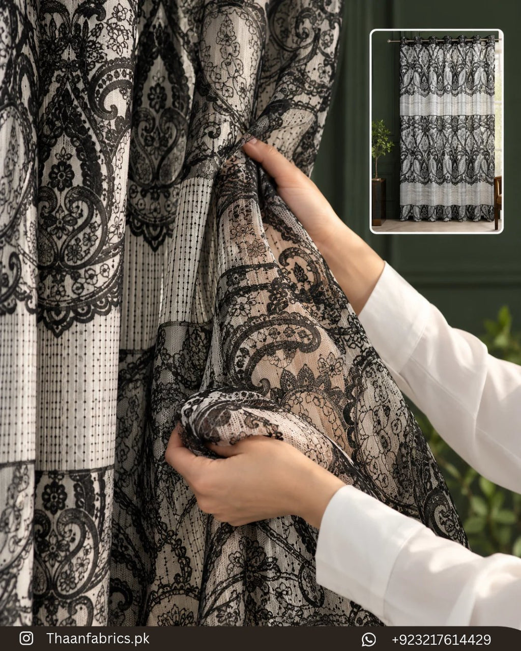 Black Printed Net Curtains
